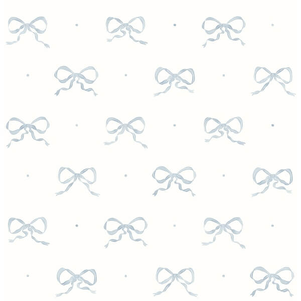 Emma Blue Heather Large Bow Wallpaper