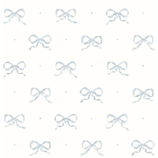 Emma Blue Heather Large Bow Wallpaper
