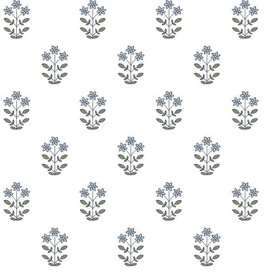 Kit Blue Heather Floral Wallpaper