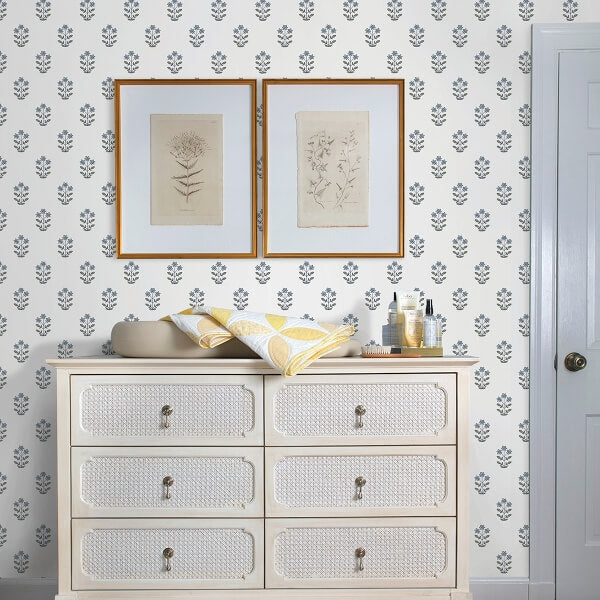 Kit Blue Heather Floral Wallpaper