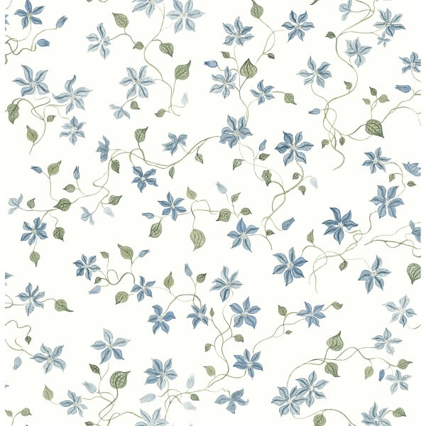 Betsy Blue Heather Floral Trail Wallpaper