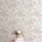 Cabbage Rose Bow Pretty in Pink Ribbons & Roses Wallpaper