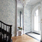 Cabbage Rose Bow Dusty River Blue Ribbons & Roses Wallpaper