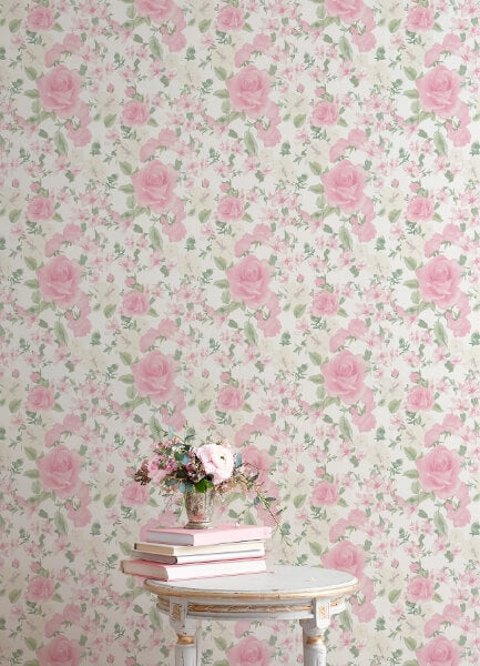 Sunset Harbor Rose Vida Rosa Roses & White Flowers Wallpaper