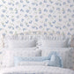 Ribbon Rosa French Blue Loose Roses Wallpaper