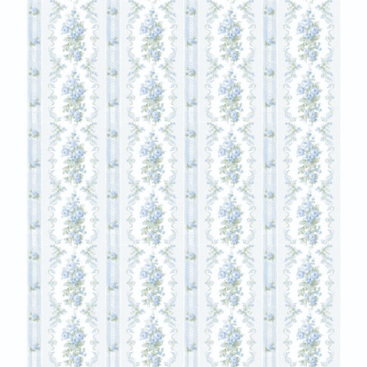 Dreamy Days Sweet Blue Stripe & Floral Wallpaper