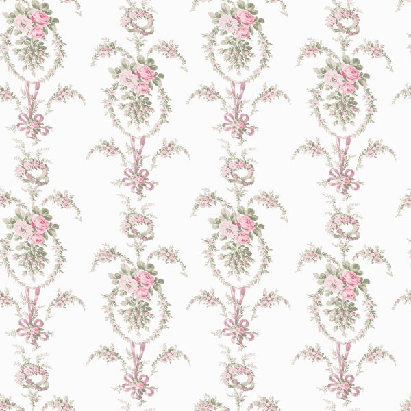 Rose Cheeks Party Pink Floral Cluster Wallpaper
