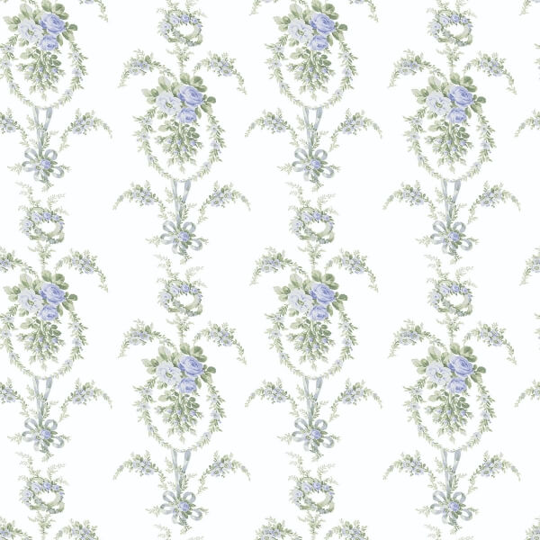 Rose Cheeks Blye Elysees Floral Cluster Wallpaper