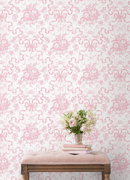 Fairytale Peony Pink Toile Wallpaper