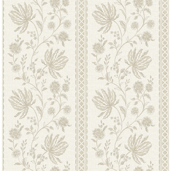 Edgemoor Taupe Jacobean Stripe Wallpaper