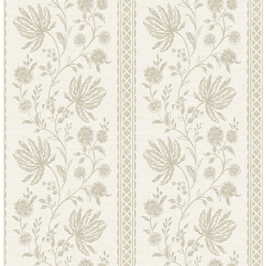 Edgemoor Taupe Jacobean Stripe Wallpaper