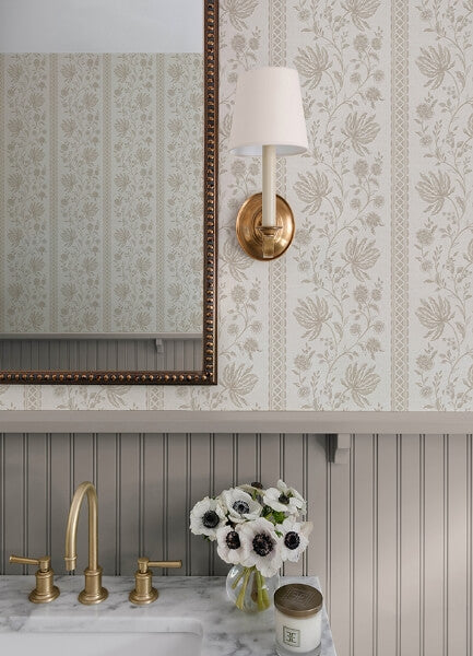 Edgemoor Taupe Jacobean Stripe Wallpaper