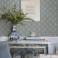 Frances Blue Fishscale Wallpaper