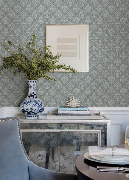 Frances Blue Fishscale Wallpaper