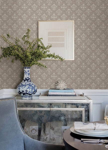 Frances Taupe Fishscale Wallpaper