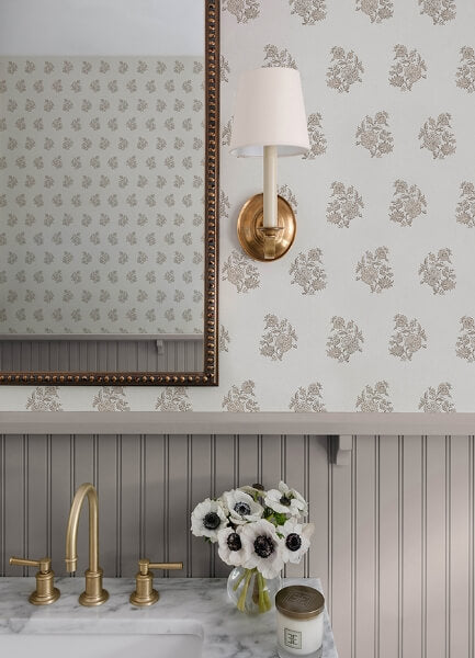 Overbrook Taupe Bouquet Toss Wallpaper