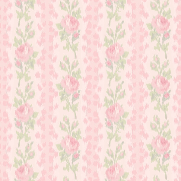 Blooming Heirloom Strawberry Macaron Rose Stripe Wallpaper