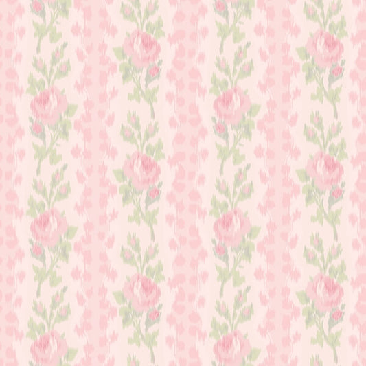 Blooming Heirloom Strawberry Macaron Rose Stripe Wallpaper