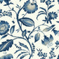 Watercolor Jacobean Blue & White Wallpaper