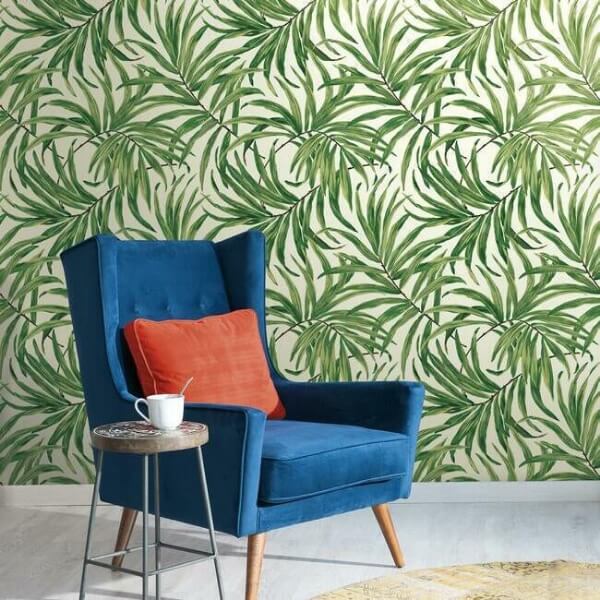 Bali Leaves Yellow & Tan Wallpaper