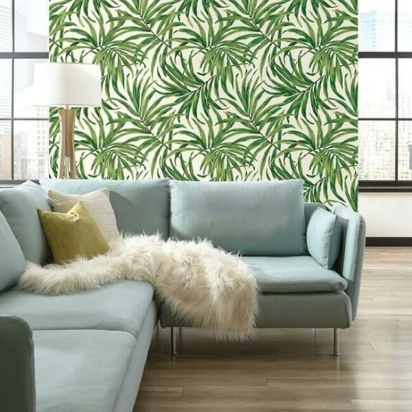 Bali Leaves Yellow & Tan Wallpaper