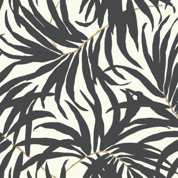 Bali Leaves Off White & Dark Grey Wallpaper