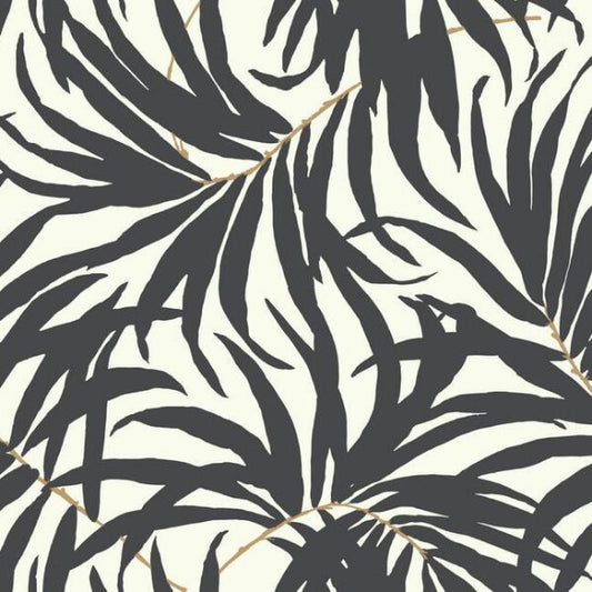 Bali Leaves Off White & Dark Grey Wallpaper
