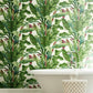 Banana Leaf Aqua & Red Wallpaper