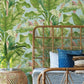 Banana Leaf Aqua & White Wallpaper
