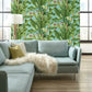 Banana Leaf Aqua & White Wallpaper