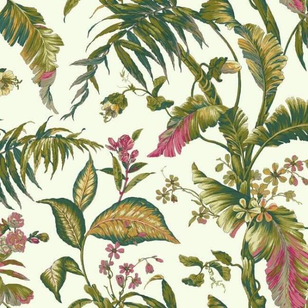 Fiji Garden White & Teal Wallpaper