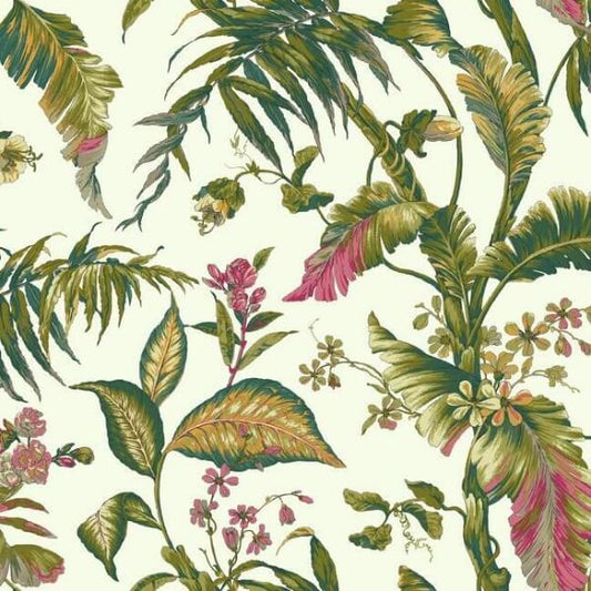 Fiji Garden White & Teal Wallpaper