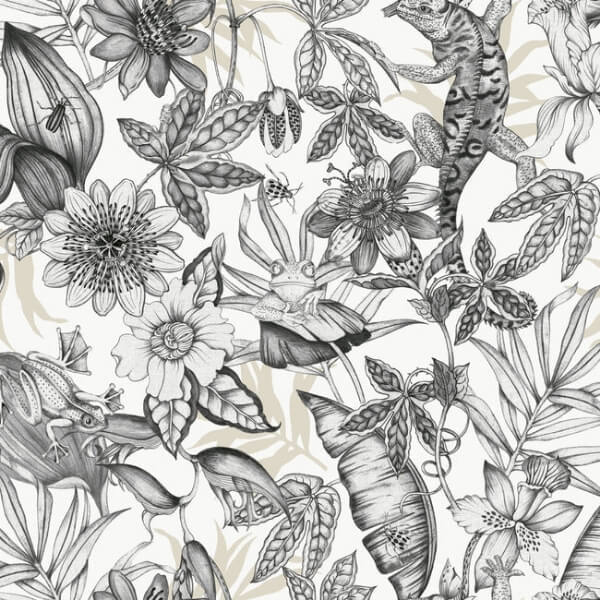 Rainforest White & Charcoal Wallpaper
