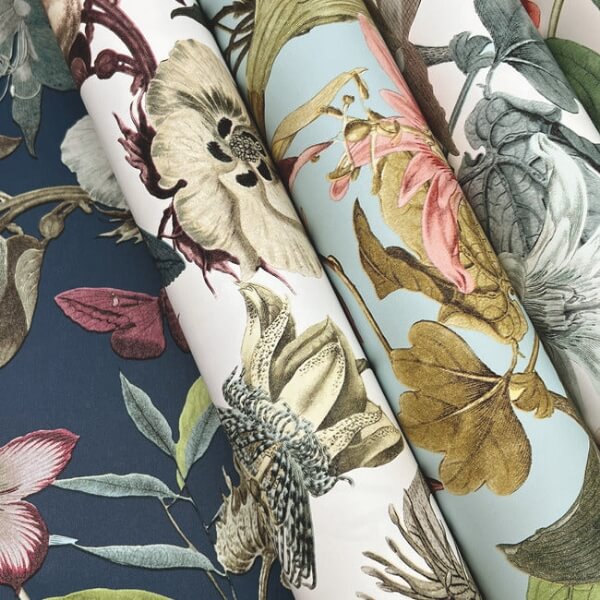 Butterfly House Navy Wallpaper