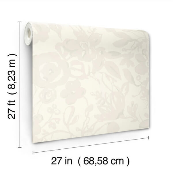 Brushstroke Floral Pearl Wallpaper