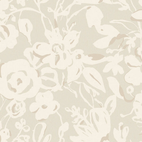 Brushstroke Floral Taupe Wallpaper