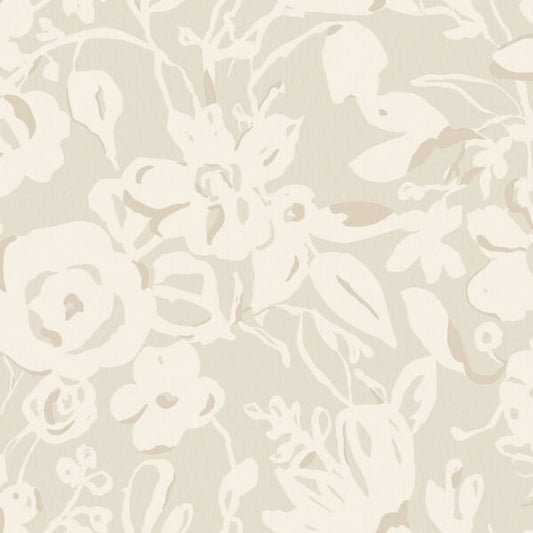 Brushstroke Floral Taupe Wallpaper