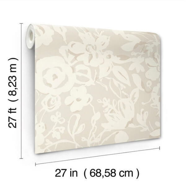 Brushstroke Floral Taupe Wallpaper