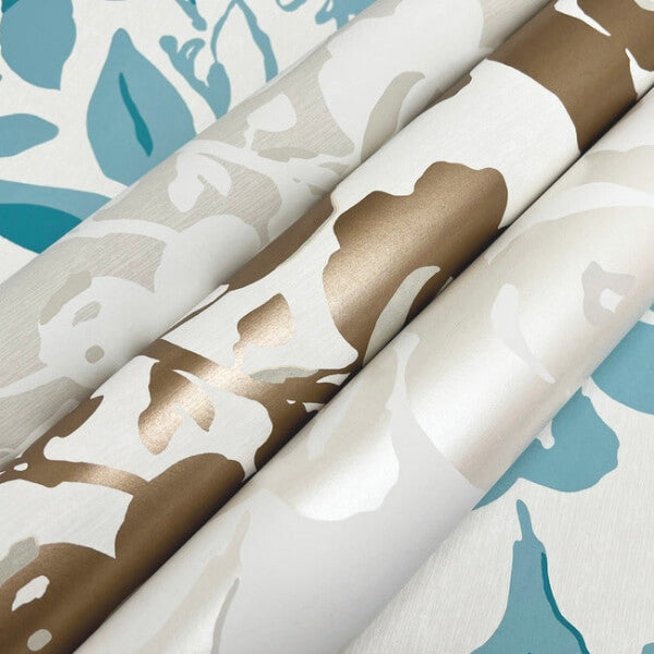 Brushstroke Floral Aqua Wallpaper