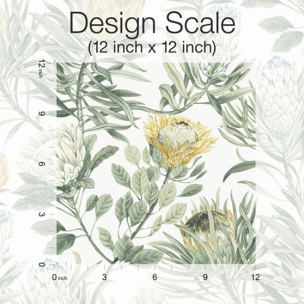 Protea White & Yellow Wallpaper