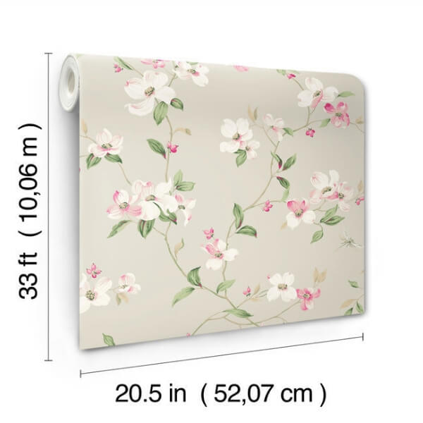 Dogwood Taupe Wallpaper