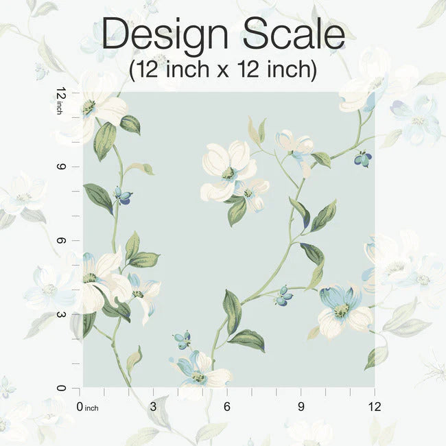 Dogwood Wallpaper Light Blue