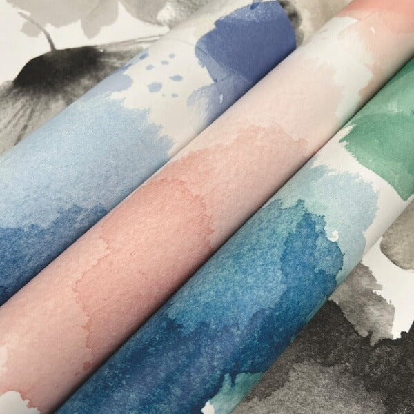 Watercolor Bouquet Blue & Green Wallpaper