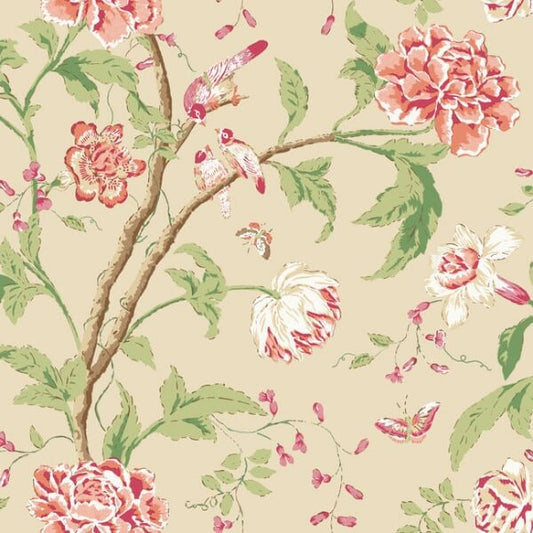 Teahouse Floral Cream & Coral Wallpaper