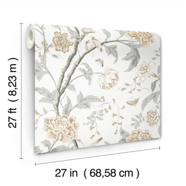 Teahouse Floral Neutral Wallpaper