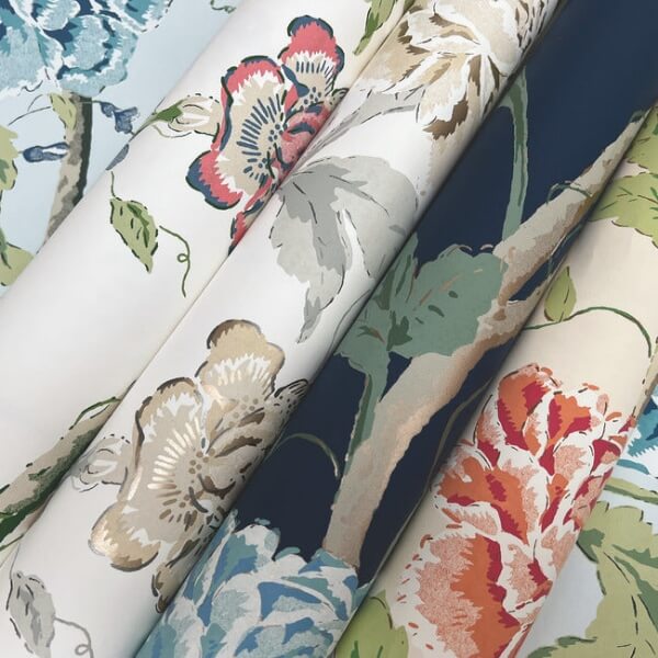 Teahouse Floral Light Blue Wallpaper