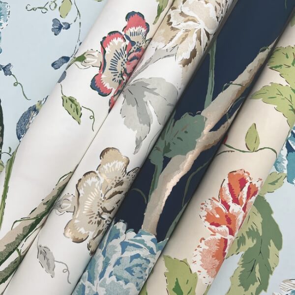 Teahouse Floral Light Blue Wallpaper