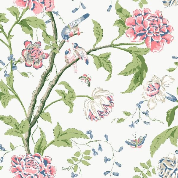 Teahouse Floral White & Blush Wallpaper