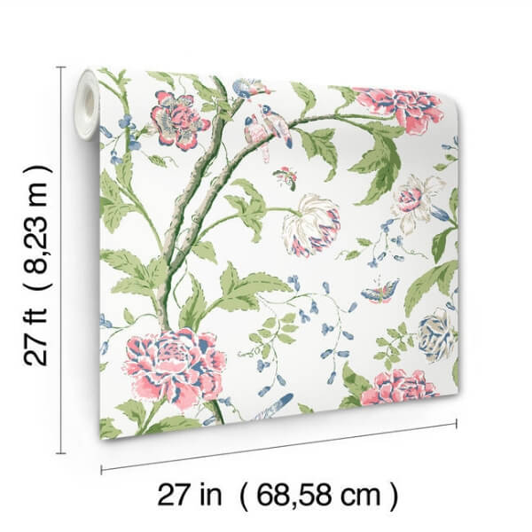 Teahouse Floral White & Blush Wallpaper
