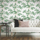 Lunaria Silhouette White & Green Wallpaper